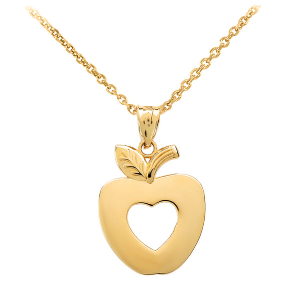 10K solid Gold Apple Heart Pendant Necklace
